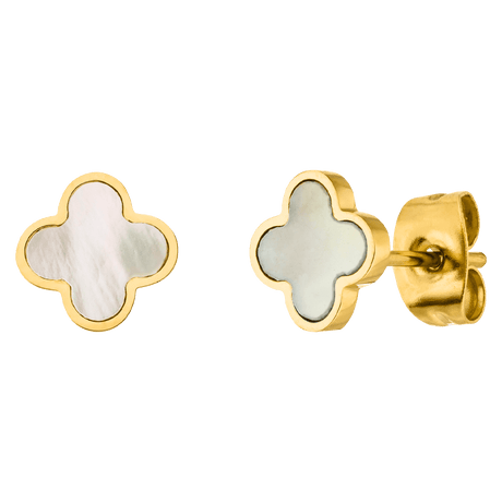Clover Pearl Stud Earrings | 18k Gold Plated - Gold - Prim & Proper -