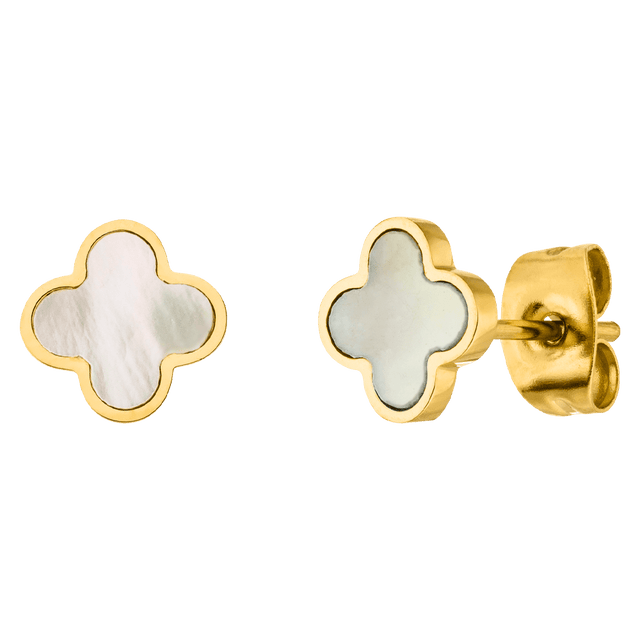 Clover Pearl Stud Earrings | 18k Gold Plated - Gold - Prim & Proper -