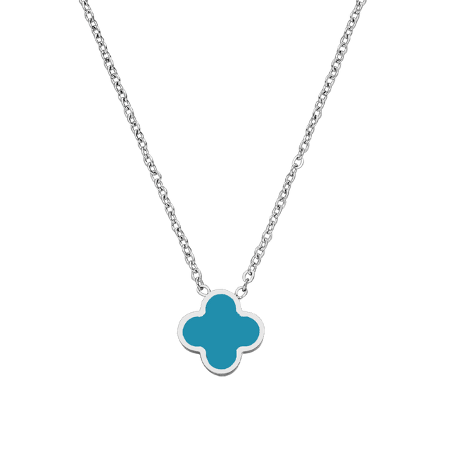 Turquoise 10 motif clover necklace 925 silver 18k gold plated online 15mm clover size