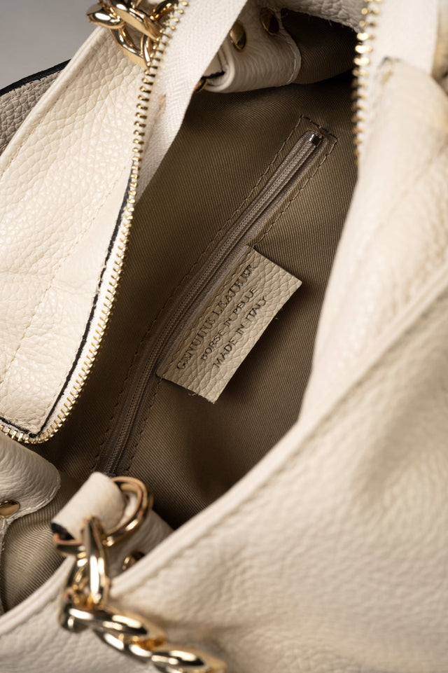 Helen Beige Leather Bag by Prim & Proper - - Prim & Proper -