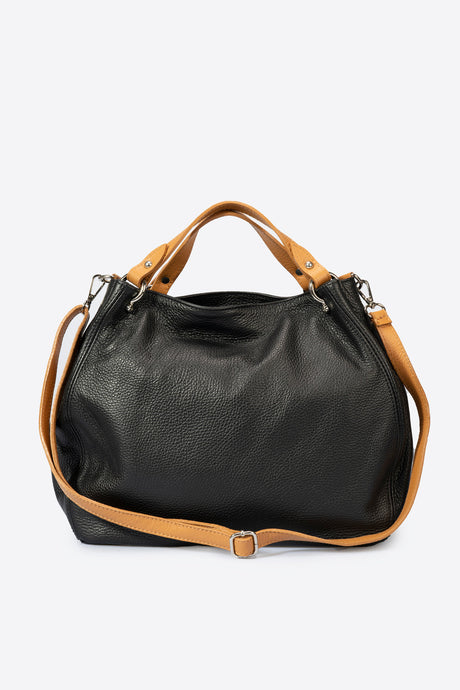 Azalea Cipria + Cuoio Leather Bag by Prim & Proper - Black - Prim & Proper - CIPRIA + CUOIO L 33 cm x W 16 cm x H 28 cm