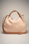 Azalea Beige + Cuoio Leather Bag by Prim & Proper - Cipria + Cuoio - Prim & Proper - BEIGE + CUOIO L 33 cm x W 16 cm x H 28 cm