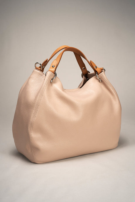 Azalea Cipria + Cuoio Leather Bag by Prim & Proper - - Prim & Proper - CIPRIA + CUOIO L 33 cm x W 16 cm x H 28 cm