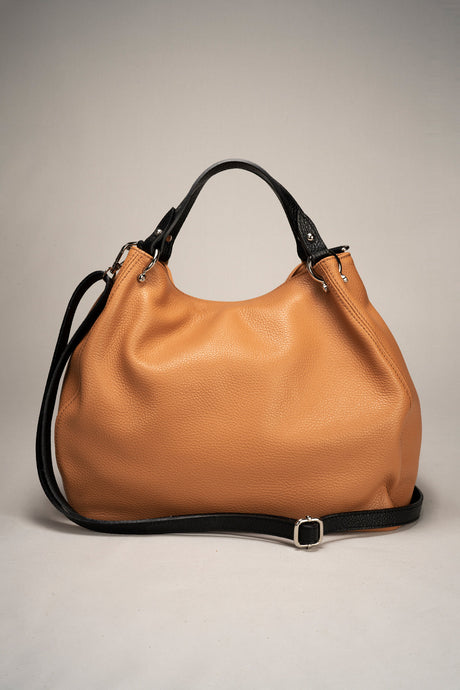 Azalea Cipria + Cuoio Leather Bag by Prim & Proper - Cuoio + Black - Prim & Proper - CIPRIA + CUOIO L 33 cm x W 16 cm x H 28 cm