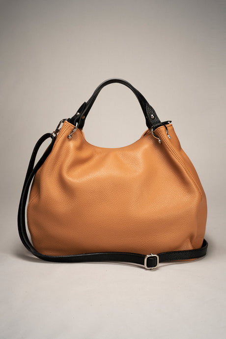 Azalea Black Leather Bag by Prim & Proper - Cuoio + Black - Prim & Proper - L 21 PISTACCHIO + CUOIO