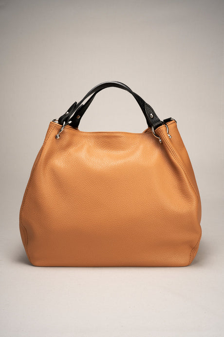 Azalea Beige + Cuoio Leather Bag by Prim & Proper - Cuoio + Black - Prim & Proper - BEIGE + CUOIO L 33 cm x W 16 cm x H 28 cm