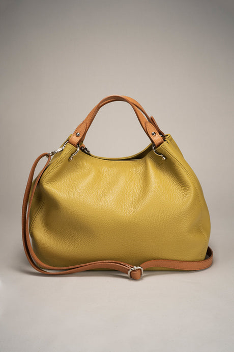 Azalea Cipria + Cuoio Leather Bag by Prim & Proper - Pistacchio + Cuoio - Prim & Proper - CIPRIA + CUOIO L 33 cm x W 16 cm x H 28 cm
