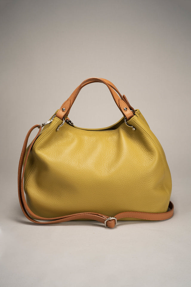 Azalea Cipria + Cuoio Leather Bag by Prim & Proper - Pistacchio + Cuoio - Prim & Proper - CIPRIA + CUOIO L 33 cm x W 16 cm x H 28 cm