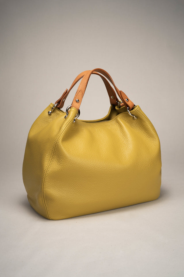Azalea Beige + Cuoio Leather Bag by Prim & Proper - - Prim & Proper - BEIGE + CUOIO L 33 cm x W 16 cm x H 28 cm