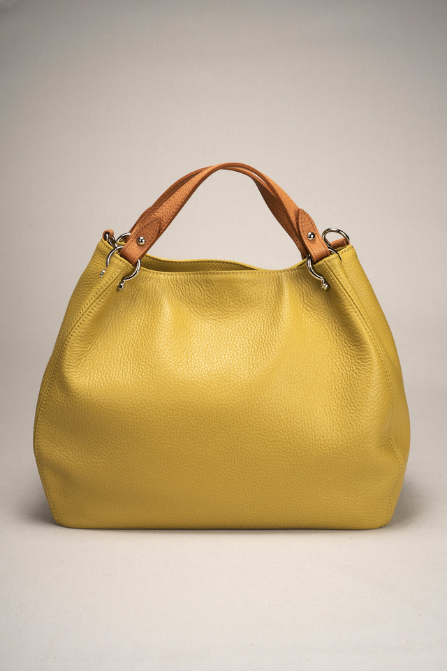 Azalea Beige + Cuoio Leather Bag by Prim & Proper - - Prim & Proper - BEIGE + CUOIO L 33 cm x W 16 cm x H 28 cm