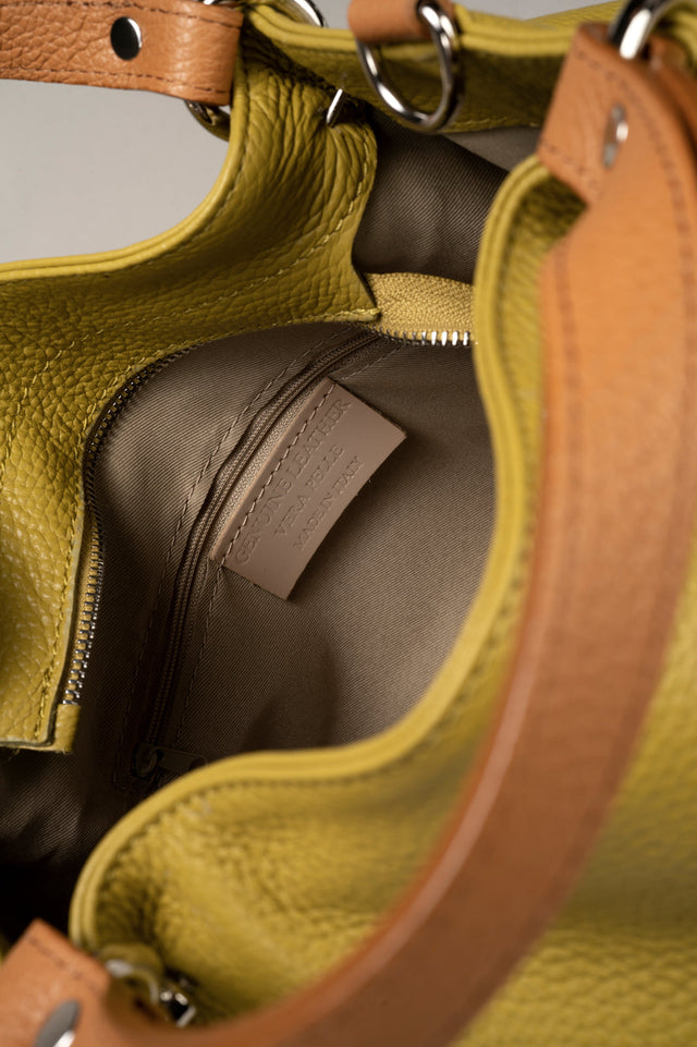 Azalea Cipria + Cuoio Leather Bag by Prim & Proper - - Prim & Proper - CIPRIA + CUOIO L 33 cm x W 16 cm x H 28 cm