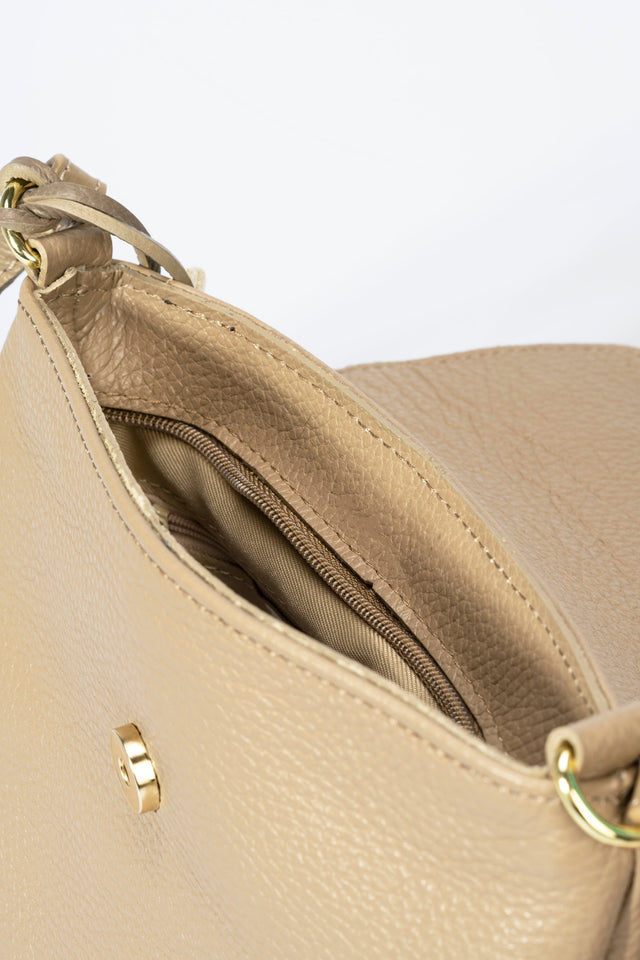 Aster Taupe Leather Bag by Prim & Proper - - Prim & Proper -