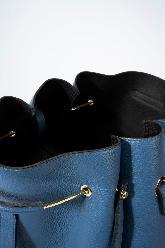Dione Blue Leather Bag by Prim & Proper - - Prim & Proper - 13 cm 15 cm 20 cm GREY woo_import_1