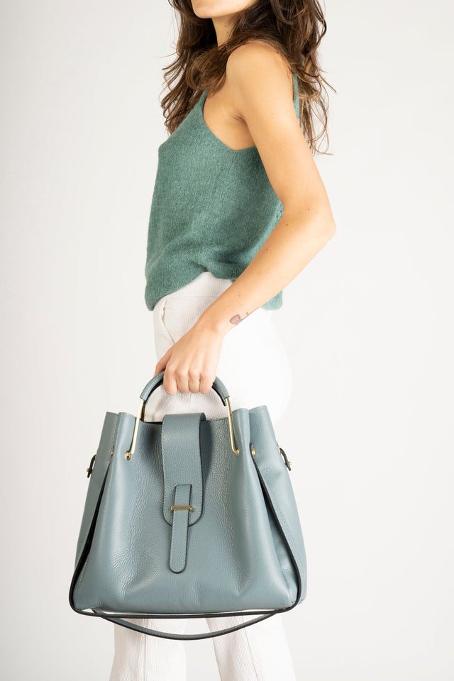 Dione Blue Leather Bag by Prim & Proper - - Prim & Proper - 13 cm 15 cm 20 cm GREY woo_import_1