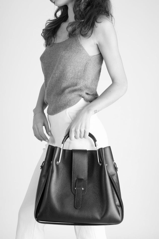 Dione Papaya Leather Bag by Prim & Proper - - Prim & Proper - 13 cm 15 cm 20 cm GREY woo_import_1