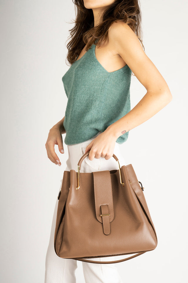 Dione Taupe Leather Bag by Prim & Proper - - Prim & Proper - 13 cm 15 cm 20 cm GREY woo_import_1