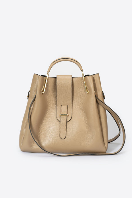 Dione Cuoio Leather Bag by Prim & Proper - Taupe - Prim & Proper - 13 cm 15 cm 20 cm GREY woo_import_1