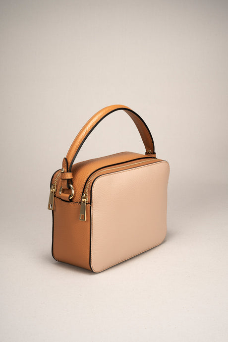 Bonnie Blue Jeans+cuoio Leather Bag by Prim & Proper - Bonnie Cipria+cuoio - Prim & Proper -