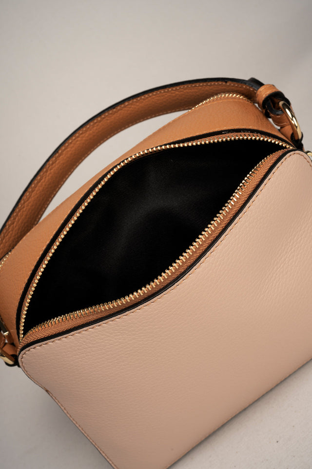 Bonnie Cuoio+black Leather Bag by Prim & Proper - - Prim & Proper -
