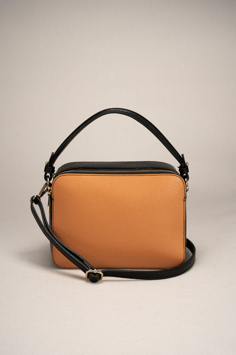 Bonnie Cuoio+black Leather Bag by Prim & Proper - - Prim & Proper -