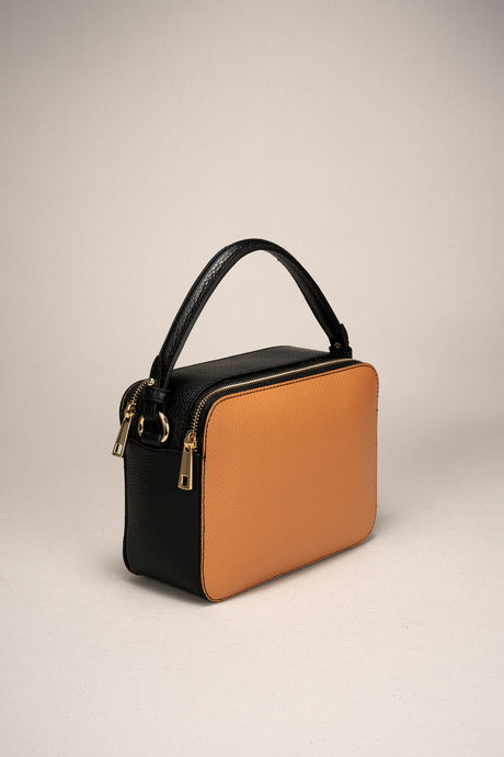 Bonnie Blue Jeans+cuoio Leather Bag by Prim & Proper - Bonnie Cuoio+black - Prim & Proper -