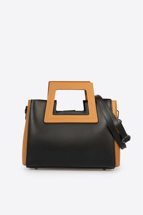 Anthea Cuoio Leather Bag by Prim & Proper - Anthea Black+cuoio - Prim & Proper -