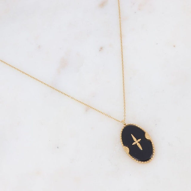 Necklace Will - Oval and Star Acetate by Bohm Paris - Black - Prim & Proper -
