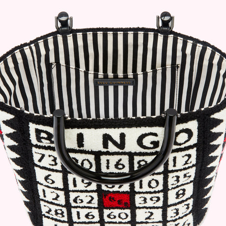 Black Bingo Bibi Tote by Lulu Guinness - - Lulu Guinness - collection: bag of personality collection: bibi colour: black colour: multi edit: bags of personality edit: christmas black edit: fun gifts edit: timeless black occasion: everyday product_type: bag product_type: full price Size: Medium sub_category: handheld sub_category: tote