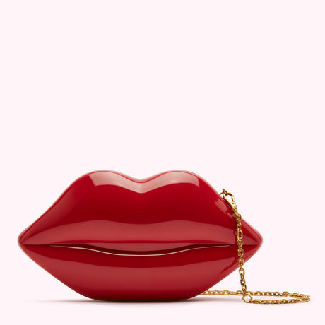 Lulu Red Lips Medium Clutch Bag - Default Title - Lulu Guinness - collection: lips colour: red edit: bestsellers edit: Christmas edit: christmas red edit: gifts edit: lips edit: occasion bags edit: party bags edit: races edit: showstopping gifts edit: statement red edit: wedding guest material: acrylic occasion: party/dress up product_type: bag product_type: full price Size: Small sub_category: clutch sub_category: crossbody