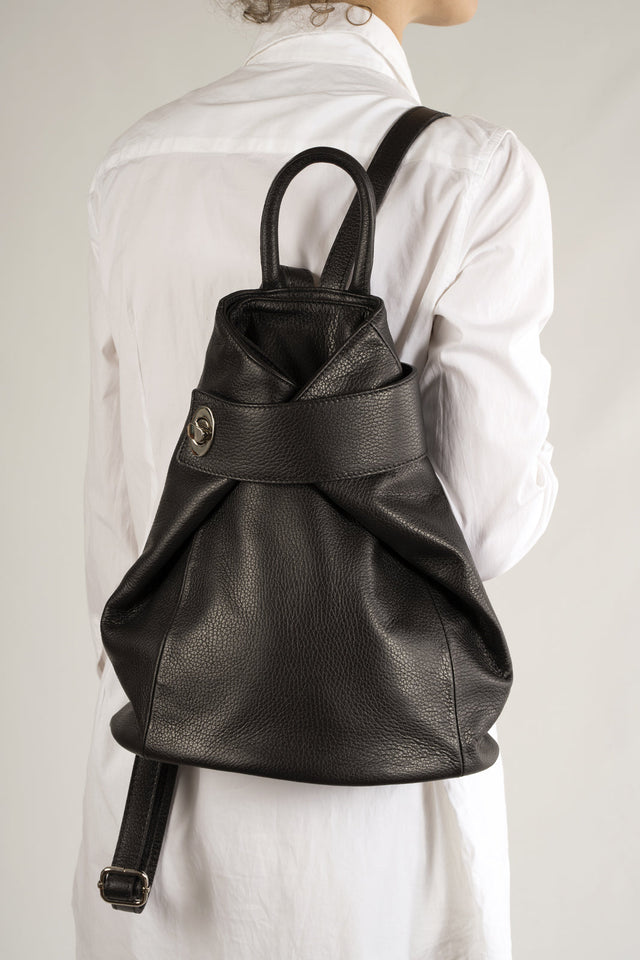 Anastasiya Black Leather Bag by Prim & Proper - - Prim & Proper - 14 cm 35 cm 42 cm BLACK