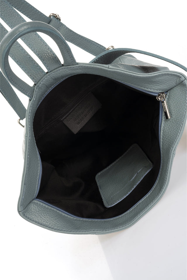 Anastasiya Mineral Blue Leather Bag by Prim & Proper - - Prim & Proper - 14 cm 35 cm 42 cm MINERAL BLUE