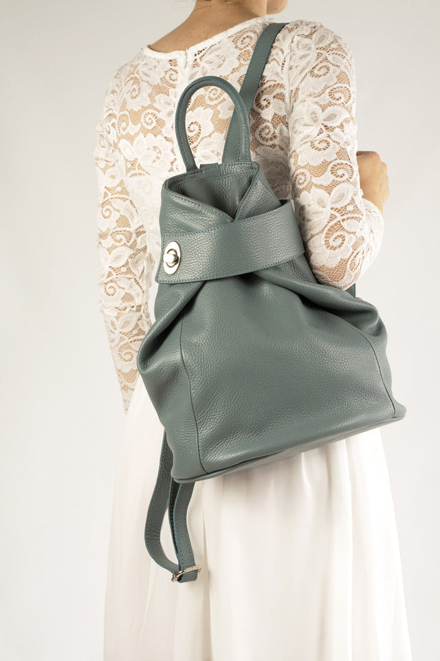 Anastasiya Mineral Blue Leather Bag by Prim & Proper - - Prim & Proper - 14 cm 35 cm 42 cm MINERAL BLUE