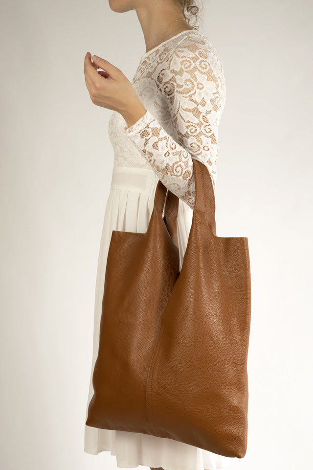 Arina Cognac Leather Bag by Prim & Proper - - Prim & Proper -