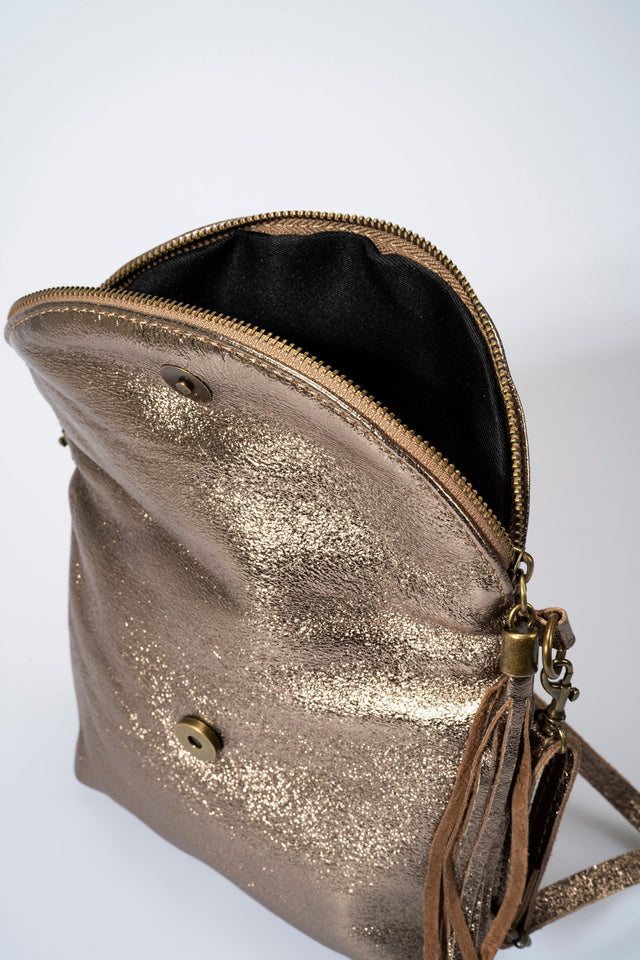 Agata Latte Leather Bag by Prim & Proper - - Prim & Proper - 18 cm 24 cm 4 cm BLACK