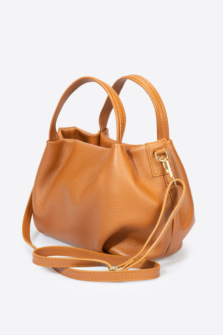 Maia Cognac Leather Bag by Prim & Proper - - Prim & Proper - CUOIO L 27 cm x W 13 cm x H 17 cm