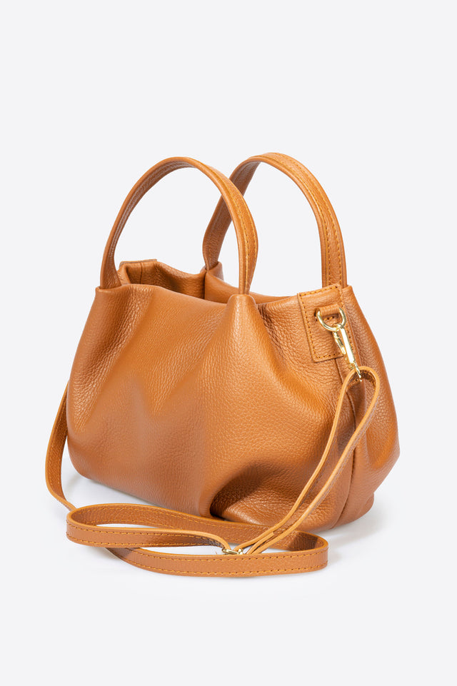 Maia Cognac Leather Bag by Prim & Proper - - Prim & Proper - CUOIO L 27 cm x W 13 cm x H 17 cm