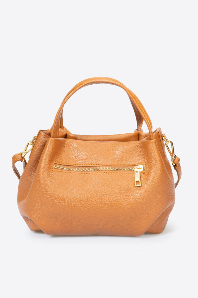 Maia Cognac Leather Bag by Prim & Proper - - Prim & Proper - CUOIO L 27 cm x W 13 cm x H 17 cm