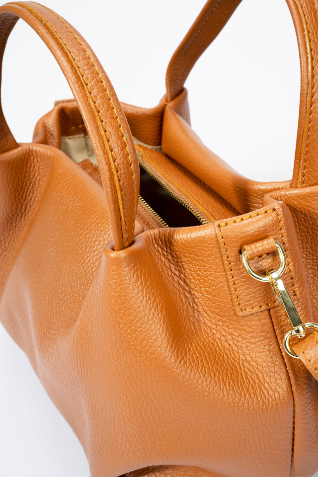 Maia Cognac Leather Bag by Prim & Proper - - Prim & Proper - CUOIO L 27 cm x W 13 cm x H 17 cm