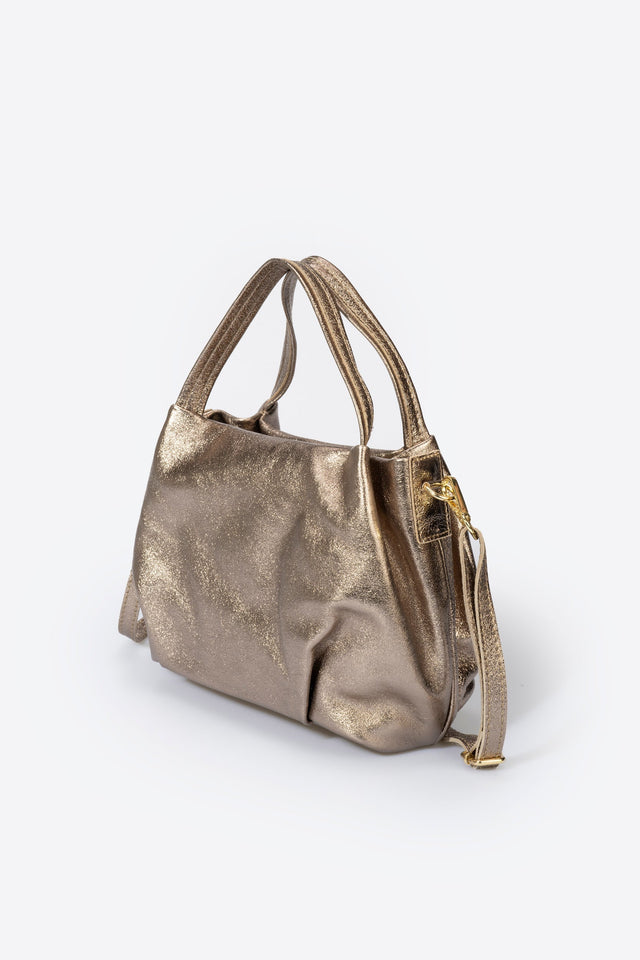 Maia Gold Leather Bag by Prim & Proper - - Prim & Proper - BEIGE L 27 cm x W 13 cm x H 17 cm