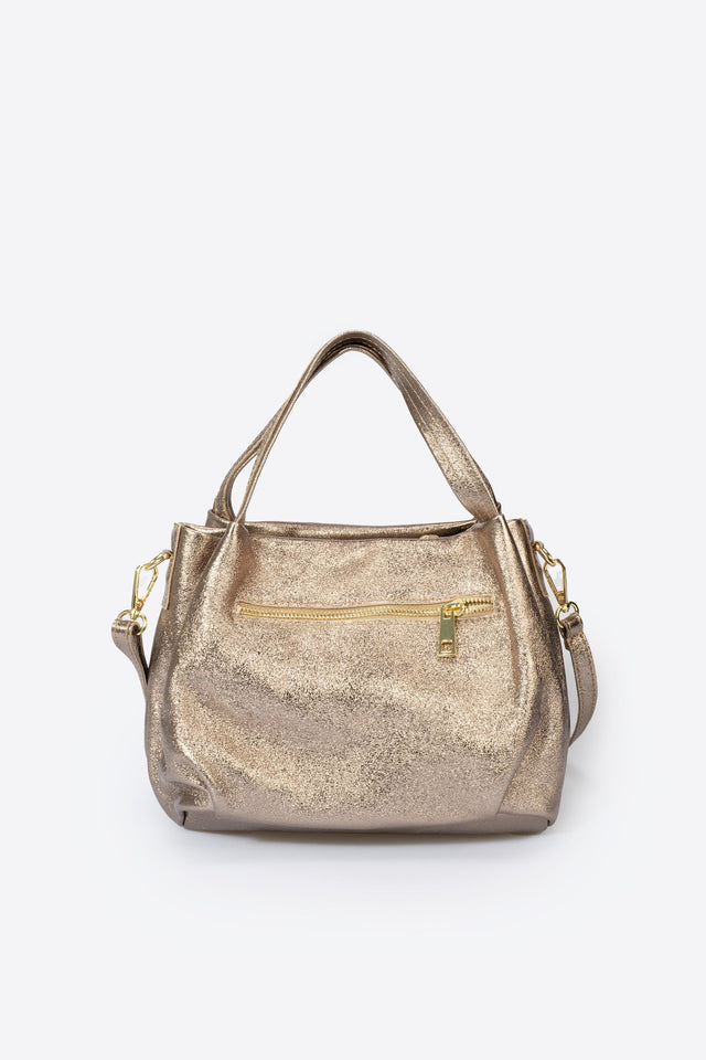 Maia Gold Leather Bag by Prim & Proper - - Prim & Proper - BEIGE L 27 cm x W 13 cm x H 17 cm