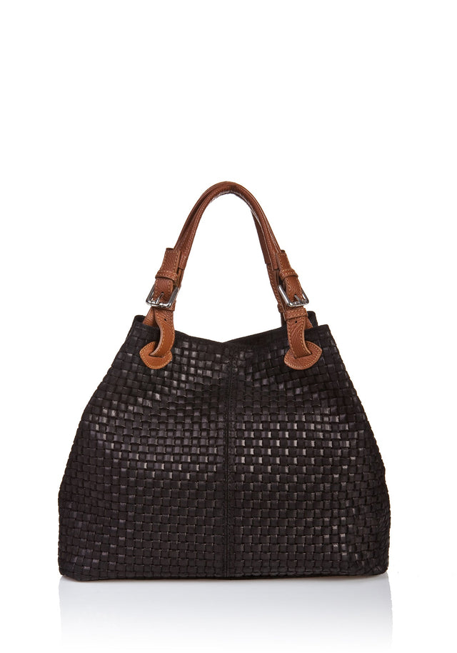 Aria Black Leather Bag by Prim & Proper - - Prim & Proper - 15 cm 30 cm 45 cm BLACK