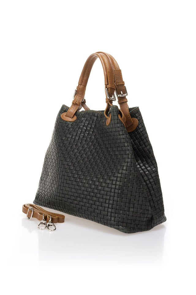 Aria Black Leather Bag by Prim & Proper - - Prim & Proper - 15 cm 30 cm 45 cm BLACK