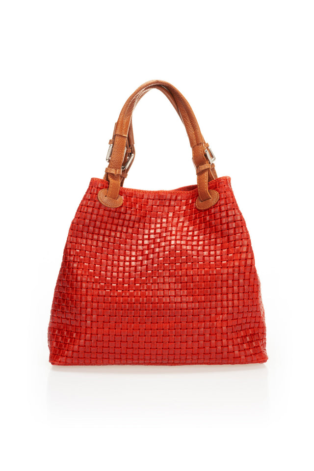 Aria Red Leather Bag by Prim & Proper - - Prim & Proper - 15 cm 30 cm 45 cm RED