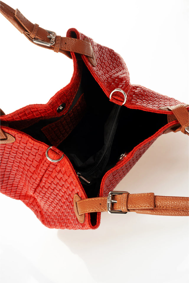 Aria Red Leather Bag by Prim & Proper - - Prim & Proper - 15 cm 30 cm 45 cm RED