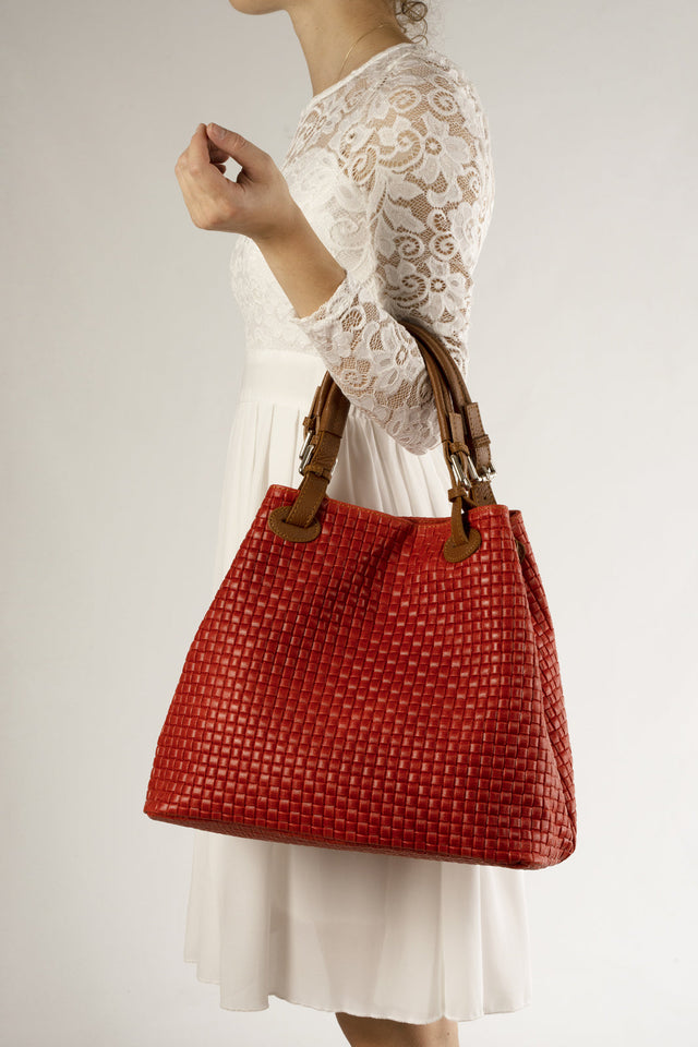 Aria Red Leather Bag by Prim & Proper - - Prim & Proper - 15 cm 30 cm 45 cm RED