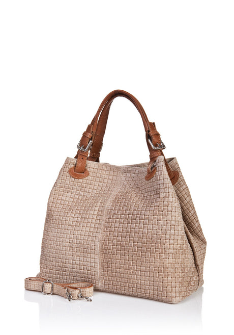 Aria Taupe Leather Bag by Prim & Proper - - Prim & Proper - 15 cm 30 cm 45 cm TAUPE