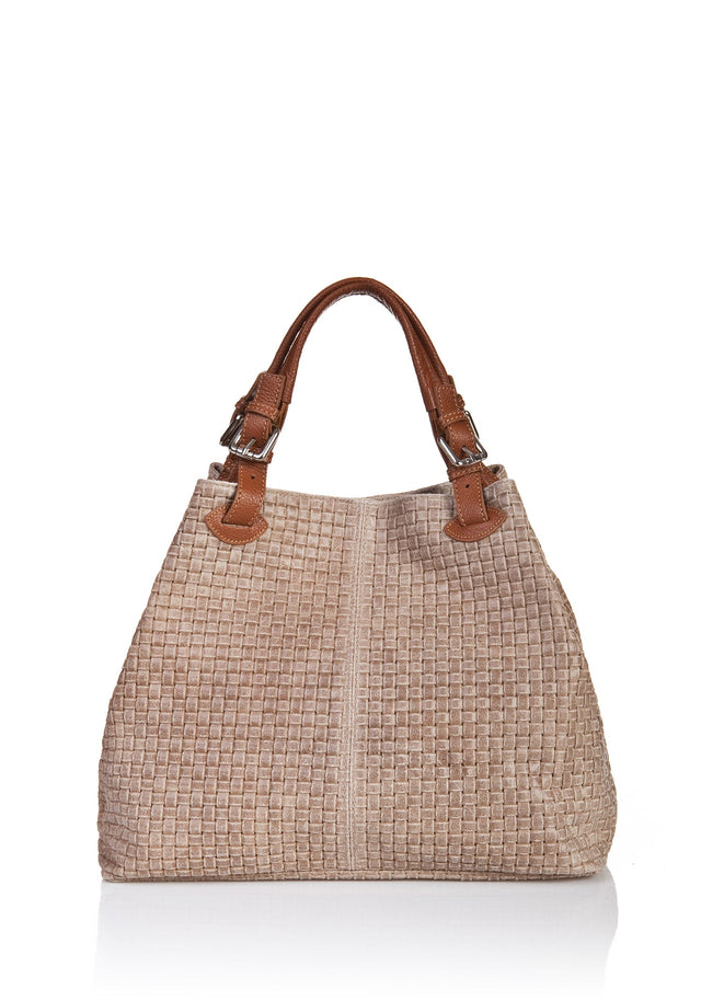 Aria Taupe Leather Bag by Prim & Proper - - Prim & Proper - 15 cm 30 cm 45 cm TAUPE