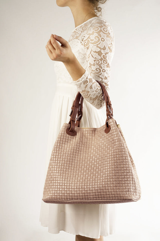 Aria Taupe Leather Bag by Prim & Proper - - Prim & Proper - 15 cm 30 cm 45 cm TAUPE