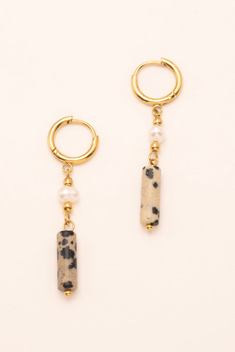 Earring Bohm Paris - Créoles Aena - Jaspe Dalmatien - Bohm Paris - Earrings