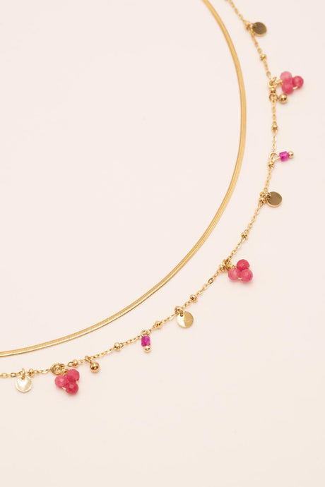 Necklace Bohm Paris - Sara - Grey Fuschia - Bohm Paris - Necklace